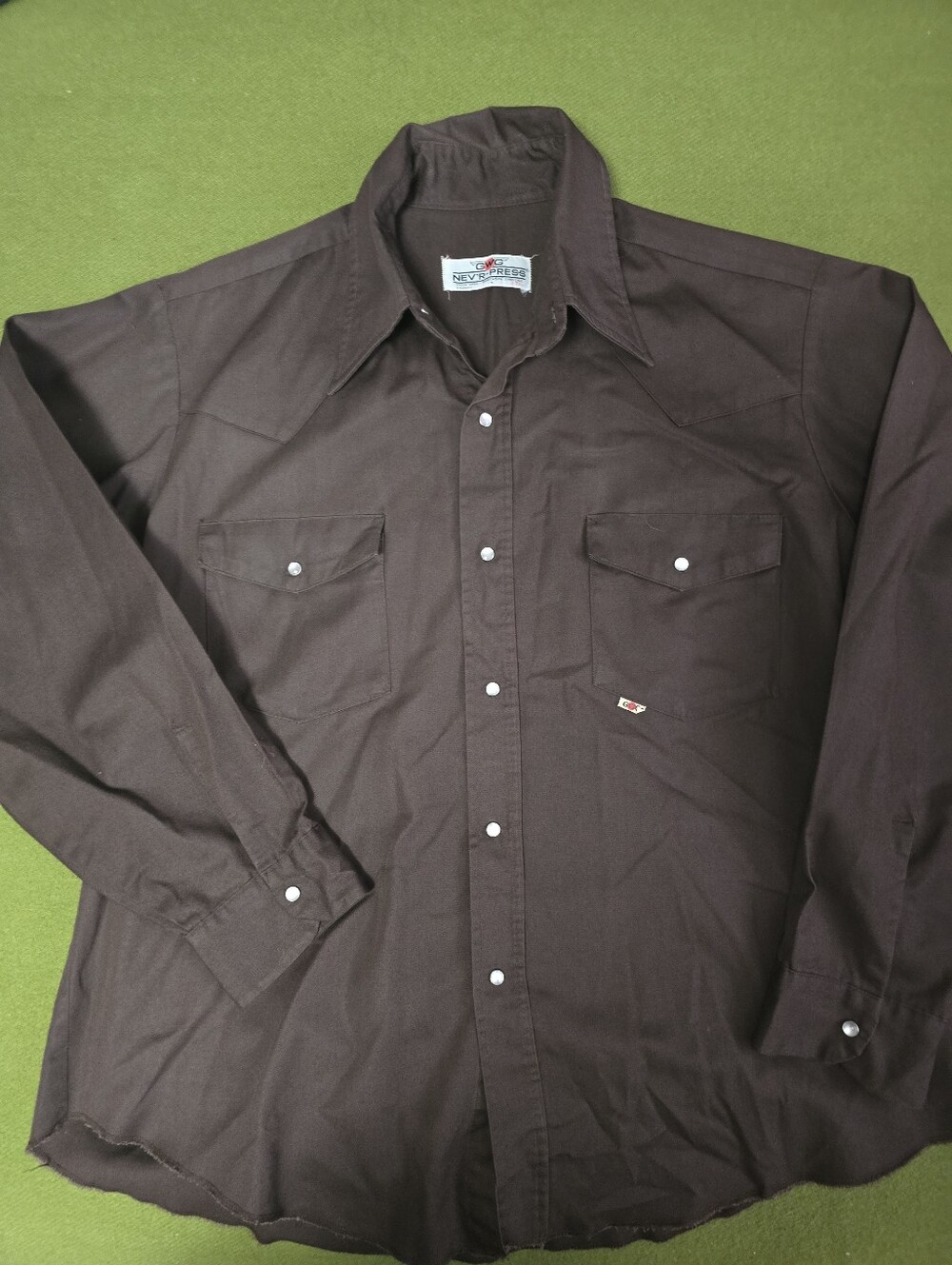Vintage GwG Men's Dark Brown Western Snap-Front Shirt